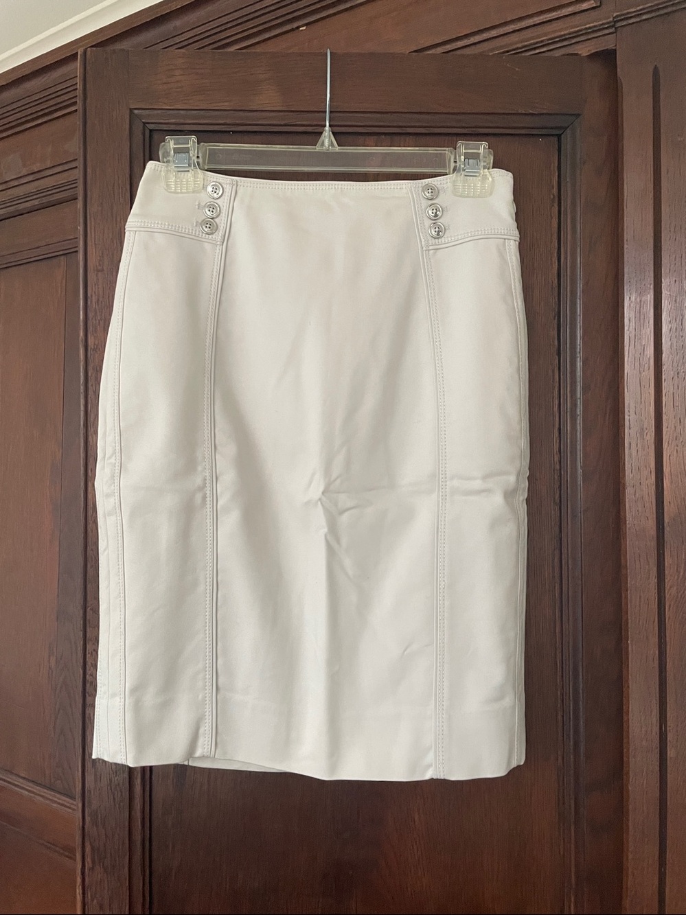 White House Black Market Cotton Blend High Waist Pencil Skirt Ivory NWOT